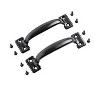 Home Master Hardware 5-3/4 inch Gate Pull Door Handle Black Coated Finish with Screws for Gate Kitchen Furniture Cabinet Closet Drawer 2 Pack