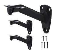 HOME MASTER HARDWARE Handrail Stair Brackets, Heavy Duty Hand Rail Bracket for Stairways Handrail,Long Handrail Bracket Matte Black 3 Pack