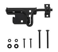 HOME MASTER HARDWARE Heavy Duty Slide Bolt Gate Latch, 1 Pack Door Latch | Metal Sliding Bolt Door Lock with Padlock Hole, Suitable for Fence, Barn, Shed, Interior, Outdoor, Included Screws, Black