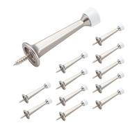 HOME MASTER HARDWARE Heavy Duty Solid Door Stopper - 12 Pack Screw-in Rigid Doorstop, Satin Nickel Finish w/Plastics Tip for Protecting Doors