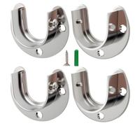 HOME MASTER HARDWARE Stainless Steel Closet Rod Bracket,Closet Rod Holders, U-Shaped Open Type Socket Bracket,1-3/8 Inch Diameter Closet Rod Holder 2 Set Silver
