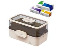 Home Medicine Box, Transparent Medicine Box | Transparent Med, Foldable Container for Home Medicine, Travel Sized Container, Locked Up for School and Fam Use, White, Fare riferimento alla descrizione