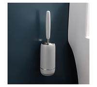 Home Mounted Toilet Brush with Long Handle Silicone Bristles for No Blind Spots Easy Clean & Durable Grigio Silver Toilet Cleaning Tool