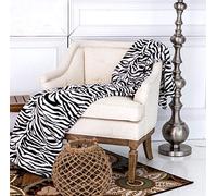 Home Must Haves Zebra Animal Print Safari Bed Blanket Bedding Throw Fleece, Queen Size, Black And White