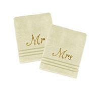 Home N Living Wedding Personalised Luxury Bath Towels His Hers/Mr Mrs 100% Cotton Terry Towel Extra Absorbent Bath Shower Anniversary Wedding Gift (Cream Mr/Mrs)
