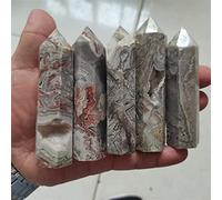Home Natural Crazy Lace Agate Crystal Hexagonal Column Specimens Gemstones Wand Tower Reiki Home Decoration (Size : 500g 7-9cm)