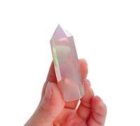 Home Natural Crystal Point Wand Rose Quartz Gem Electroplate Angel Aura Stones Home Decoration (Color : Rose Quartz, Size : 4cm)
