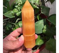 Home Natural Orange Calcite Pillar Crystal Rod Point mace postspirit Wheel Pendant xiaguolingsm (Size : 130-150g)