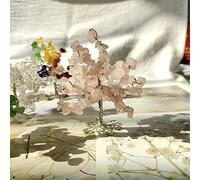 Home Natural Polished Gemstone Hand Carved Rose Quartz Chips Luck Tree Money Tree Crystals Gravel Trees for fengshui Decoration (Color : Rose Quartz)