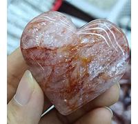 Home Natural Red Gum Flower Stone Hand Carved Heart Shape Crystal Home Decor Gift DIY Necklace Reiki (Size : 100-150g)