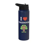 Home Nature Tree House Minimalist Simple i Love Treehouse Stainless Steel Insulated Water Bottle