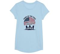 Home of The Free Because of The Brave Patriotic Tribute T-Shirt, Girls, Baby Blue, Small