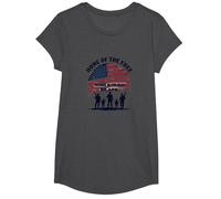 Home of The Free Because of The Brave Patriotic Tribute T-Shirt, Girls, Dark Heather Grey, Medium