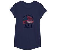 Home of The Free Because of The Brave Patriotic Tribute T-Shirt, Girls, Navy, Large