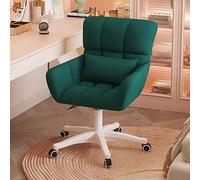 Home Office Chair for Girls and Women, Swivel Accent Armchair with Wheels and Pillow, Modern Design Vanity Chair for Bedroom and Desk