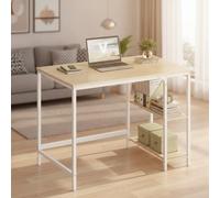 Home Office Computer Desk 100x50cm Modern Style Dual Shelves Beige White