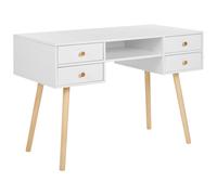 Home Office Desk LEVIN White 110 cm 55 cm with Drawers