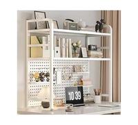 Home Office Desk Three-Tier Metal Bookshelf, Modern Minimalist Desk with a Sturdy Metal Frame, Suitable for Writing and Studying at Home and in the Office 061813(Color:White,Size:95cm)