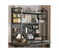 Home Office Desk Three-Tier Metal Bookshelf, Modern Minimalist Desk with a Sturdy Metal Frame, Suitable for Writing and Studying at Home and in the Office 061813(Color:Black,Size:115cm)