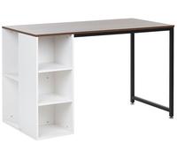 Home Office Desk with Shelves 120 x 60 cm Dark Wood and White DESE