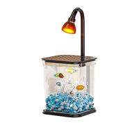 Home & Office Fish Tank - Glow-in-the-Dark Aquarium Starter Set for Betta Fish & Shrimp | Built-in Ambient Lights, Compact Design | Great for Bedroom Nightstands, Cubicle Decor, and Gift-Giving