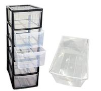 Home Office Multipurpose Black Frame 5 Clear Modular Plastic Utility Storage Drawer (2)