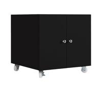 Home Office Printer Table with Storage & Removable Shelves Rolling File Cabinet Lateral Under Desk Cabinet with Stainless Steel Handles Black (60x60x60cm)