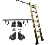 Home Office Rolling Library Ladder Hardware Kit Black Sliding Rail Kit for Bookshelf, Steel Round Tube Mobile Ladder Track Rail Accessories Slide Roller System (No Ladder)(13ft/400cm Track k