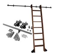 Home Office Rolling Library Ladder Hardware Retractable (No Ladder),Black Sliding Rail Kit For Bookshelf,3.3ft-20ft Round Mobile Ladder Rail With Floor Roller Wheels (Size : 20ft/600cm Track kit)