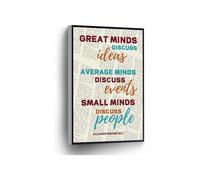 Home Office School Decor Eleanor Roosevelt Quote Great Minds Discuss Ideas Average Minds Discuss Events Small Minds Discuss People Canvas Print Dictionary Wall-Art(Framed,12x18inch(30x45cm))