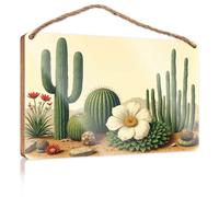 Home Office Signs for Doors Funny Desert Plants with Large White Flower Signs for Bathroom Farmhouse Bathroom Sign(23X35CM)