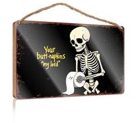 Home Office Signs for Doors Funny Skeleton Holding Toilet Paper with Caption Your Butt-Napkins 'My Lord' Signs for Bathroom Farmhouse Bathroom Sign(15X28CM)
