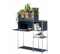 Home office with plant element USM Haller steel blue - USM LOOK BOOK 47_34