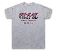 Home Oh-Kay Plumbing and Heating Marv Harry Van Logo Mens T-Shirt, Light Grey, XL