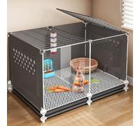 Home Ornamental Rabbit Cage, Indoor Bunny Cage, Rabbit Hutch, Holed Side Panel Design, Front HD Transparent (70x45x40cm)