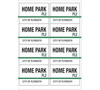 Home Park PL2 City of Plymouth Road Sign Rectangular Matt Paper Stickers A4 Sheet of 8 (Each Sticker is 99mm x 68mm)
