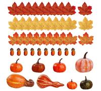 Home Party Decor Ensemble, Autumn Pumpkin Maple Acorn Shapes for Buffet Styling, Mantel Shelf Scenes, Warm Indoor Harvest Mood Displays Halloween Decor Set Fall Pumpkins Gourds Maple Accents Acorns