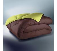 Home Passion 52970 Microfibre Duvet Cover Set, Chocolate/Lime 240 x 220