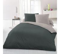 Home Passion 61200 Microfibre Duvet Cover 3 Piece Set, Light Grey/Dark Grey, 240 x 220