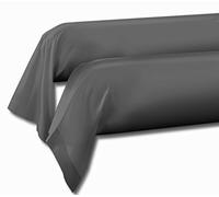 Home Passion 61350 Pack of 2 Cushion Covers Neck Bolster Cotton Dark Grey 185 x 85 cm