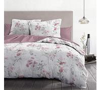 Home Passion | Bed Linen Set - 3 Pieces | 100% Cotton - 57 Thread Count | Double - 240 x 300 cm | Pompadour White & Old Pink