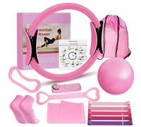 Home Pilates Kit for Women - 12 inch Pilates Ring, 9 inch Ball & Resistance Bands Set, Complete Pilates Equipment with Figure 8 Band, Hip Belt & Accessories for Beginners' Home Workouts