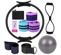 Home Pilates Kit, Yoga Sets for Women, Pilates Ring and Ball Set | Yoga Bands, Home Equipment, Stretch Strap, Multifunctional Workout Accessories for Adult Women