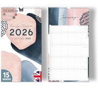 Home Planner 2026 5 columns PASTEL family planner 2026 and Oct-Dec 2025, wall calendar 23 x 43cm, planner for family 2026, wall calendar stickers simple minimalistic boho