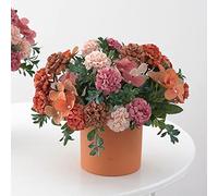 Home Plants Hydrangea Faux Bouquet Flower Heads Decoration 16 Silk Artificial Wild Flowers (Orange, One Size)