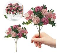 Home Plants Hydrangea Faux Bouquet Flower Heads Decoration 16 Silk Artificial Wild Flowers (Purple, One Size)