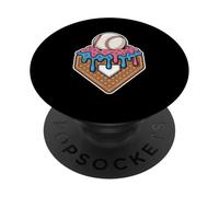 Home Plate Waffle Cone Baseball With Pink Sprinkles PopSockets Adhesive PopGrip