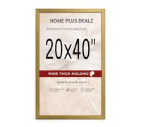 Home Plus Dealz® 20x40 Inch Large Gold Picture Frame - Large Poster Frame - Modern MDF Wall Art Holder with High-Clarity Acrylic - For Prints & Puzzles - Horizontal/Vertical Hanging