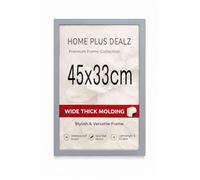 Home Plus Dealz® 45 x 33 cm Poster Frame Light Grey Large Picture Frame | Modern MDF Wall Photo Holder High-Clarity Acrylic Glass | Prints, Puzzles & Artwork | Both ways Hanging