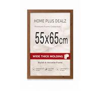 Home Plus Dealz® 55 x 65 cm Large Walnut Picture Frame - Large Poster Frame - Modern MDF Wall Art Holder with High-Clarity Acrylic - For Prints & Puzzles - Horizontal/Vertical Hanging